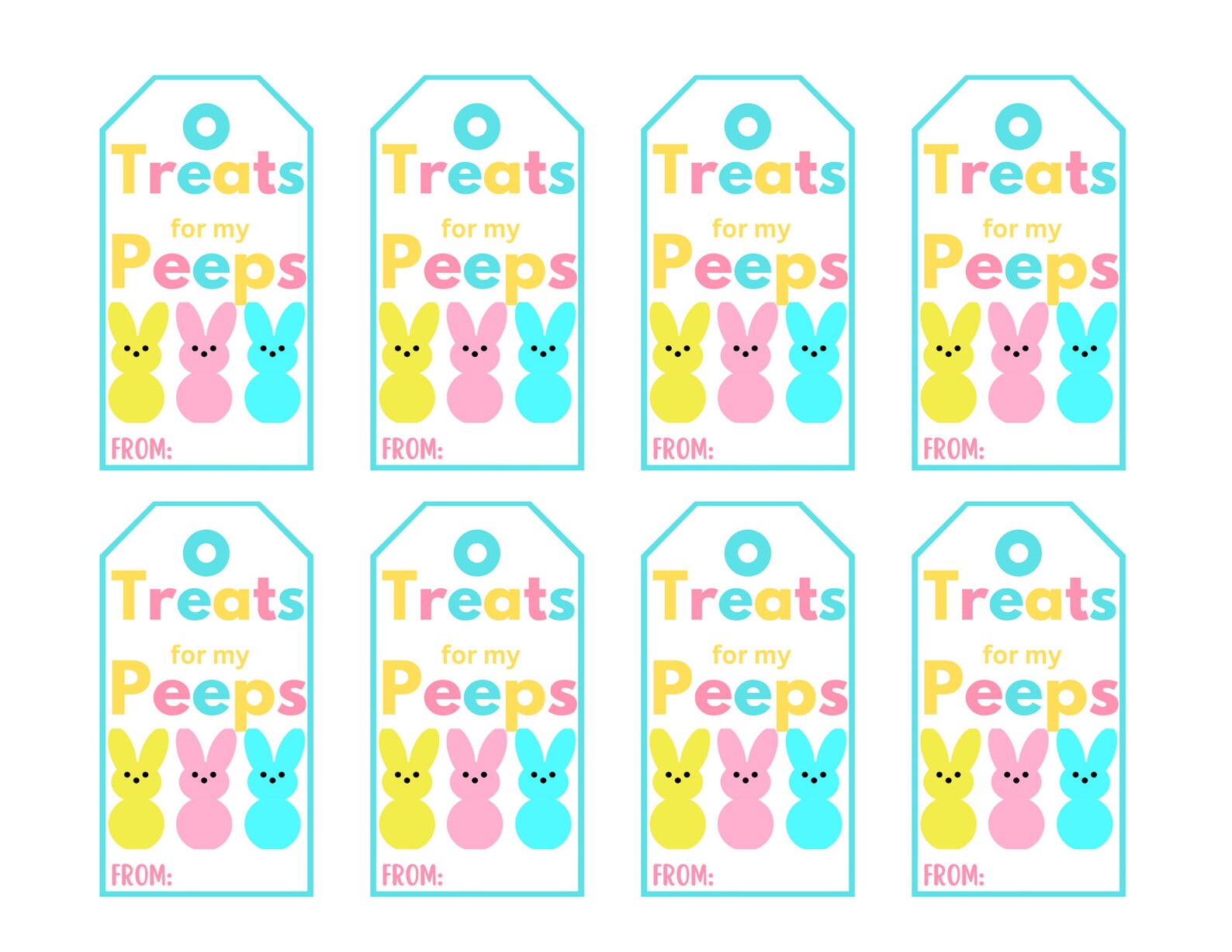 Bright Peeps Gift Tag Printable Tag Treats for My Peeps Gift - Etsy