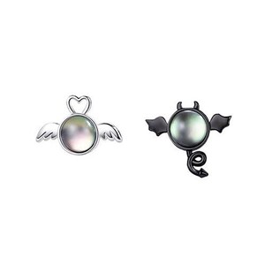 Angel and Demon earrings in 925 silver and moonstone