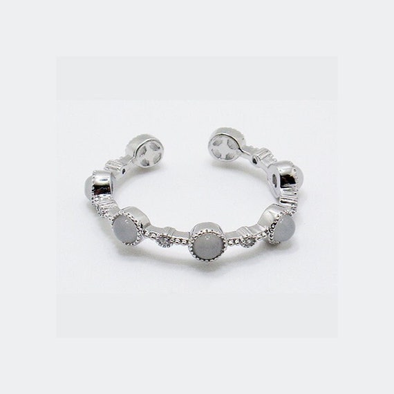 Anillo de plata 925 con ópalos de imitación y pequeñas circonitas, ajustable