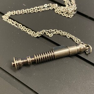 Handmade Alloy Laser sword hilt Charm Necklace, Women Men Jewelry, geek Pendant, Gamer Gift, Nerd gift, movie fan Luke skywalker image 2