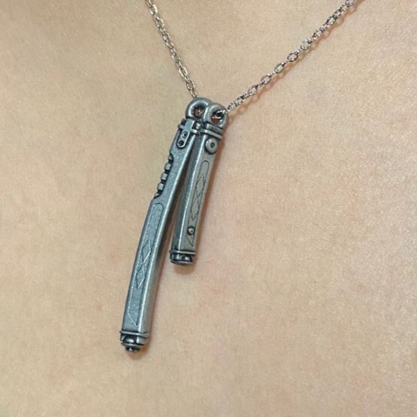 Handmade Ahsoka laser sword Pendant Women Men Charm Necklace, geek Jewelry, Gamer Gift, Nerd gift