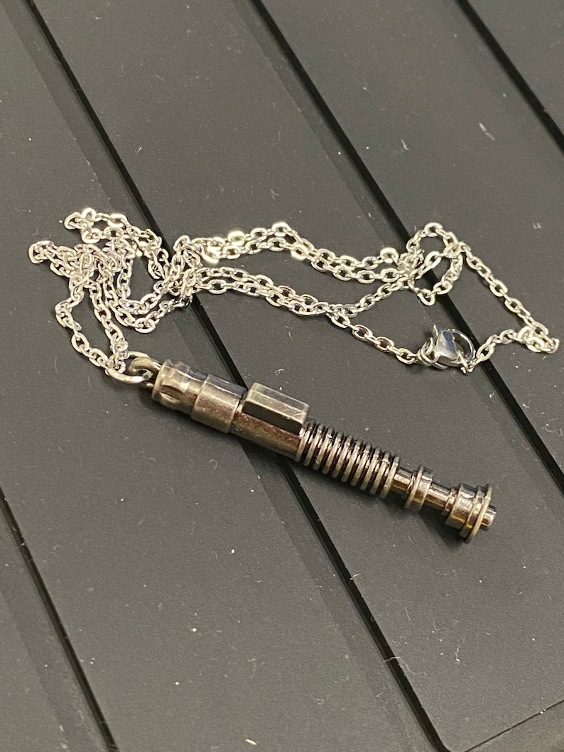 Handmade Alloy Laser sword hilt Charm Necklace, Women Men Jewelry, geek Pendant, Gamer Gift, Nerd gift, movie fan Luke skywalker image 3