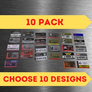 10 STICKER VALUE PACK Wayne Style Asset Tag movie prop replica 10 pack