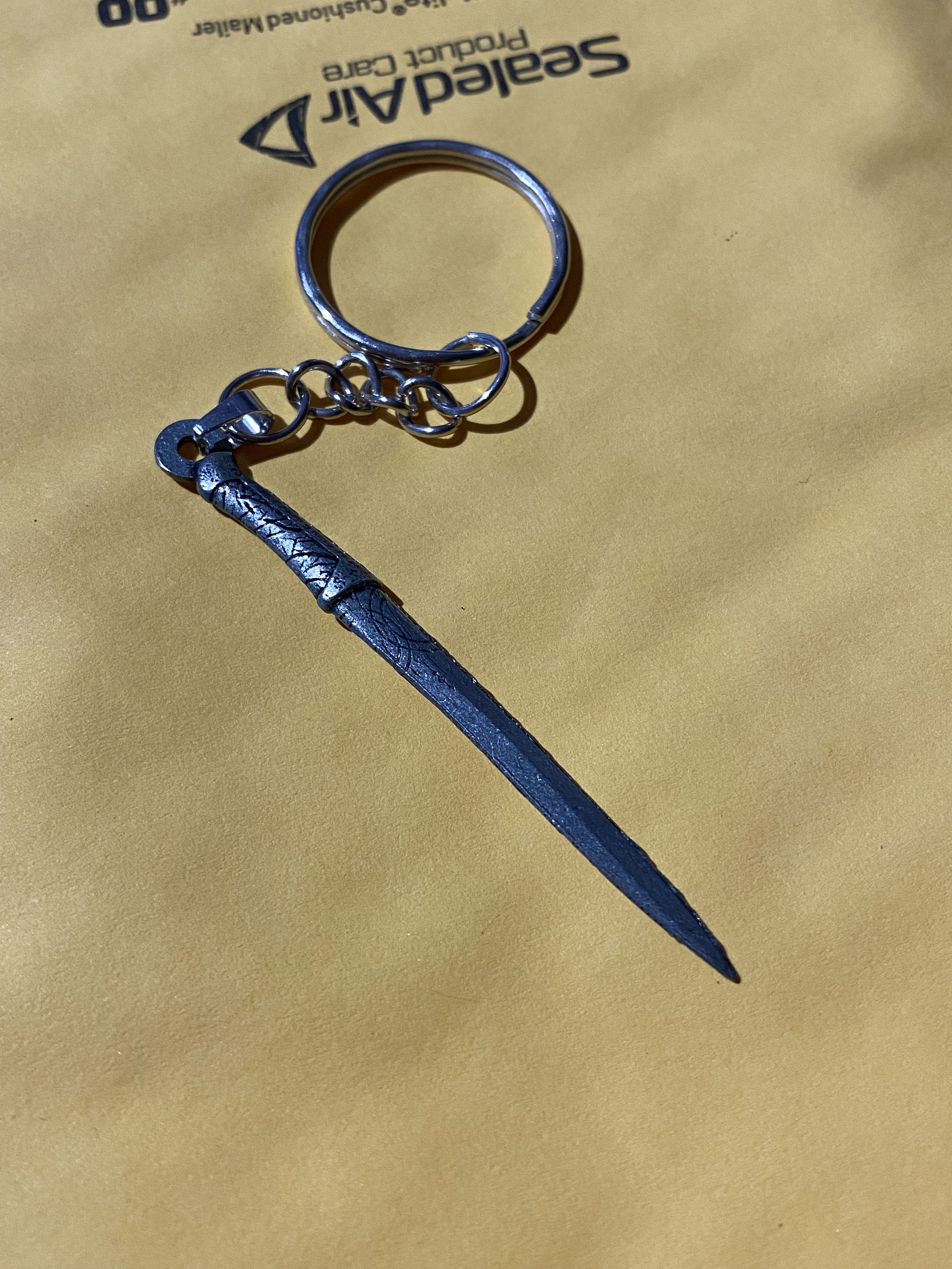 手作り合金クリスタルワームナイフキーリングキーチェーン、女性男性