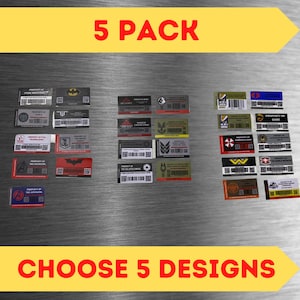 5 STICKER VALUE PACK Skynet Style Asset Tag movie prop replica 5 pack decal dressing