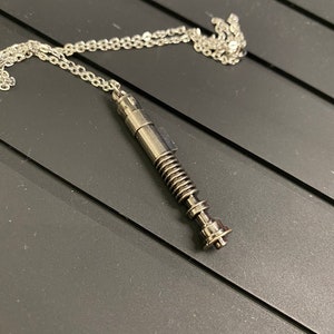 Handmade Alloy Laser sword hilt Charm Necklace, Women Men Jewelry, geek Pendant, Gamer Gift, Nerd gift, movie fan Luke skywalker image 8