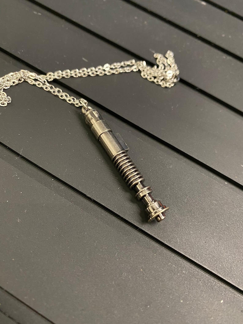 Handmade Alloy Laser sword hilt Charm Necklace, Women Men Jewelry, geek Pendant, Gamer Gift, Nerd gift, movie fan Luke skywalker image 8