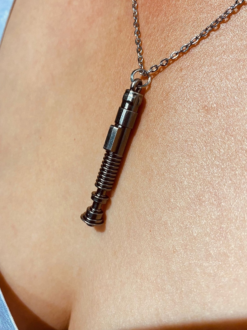 Handmade Alloy Laser sword hilt Charm Necklace, Women Men Jewelry, geek Pendant, Gamer Gift, Nerd gift, movie fan Luke skywalker image 1