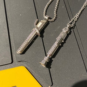 Handmade Alloy Laser sword hilt Charm Necklace,geek Jewelry, geek Pendant, Gamer Gift, Nerd gift