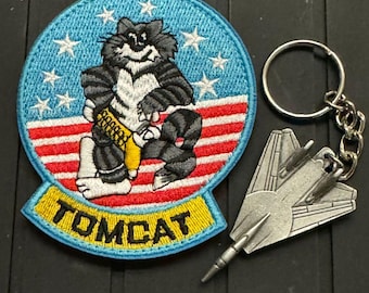 Llavero F-14 Tomcat, set de llaveros y parches, réplica del Maverick, regalo para fans