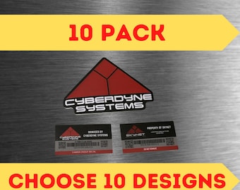 Skynet Property Labels Cyberdyne Systems Skynet Property Stickers - 10 Pack Asset Labels In 3 Sizes By Dead Head Props Model 101 - Foto 13