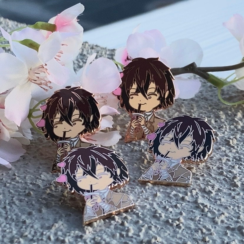 Dazai Boba Tea Emaille Pin: Bungou Stray Dogs Anime Pin