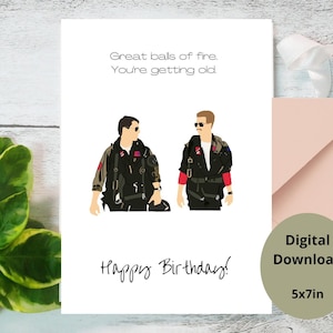 Top Gun Maverick und Goose Geburtstagskarte 5in x 7in Instant Download lustige Karte, Geburtstagskarte für beste Freundin, Ehemann Frau Geburtstagskarte