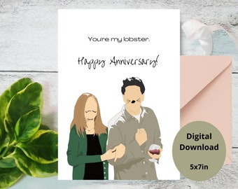 You&#39;re My Lobster Friends Anniversary Card 5in x 7in Printable Card Instant Download Blank Inside