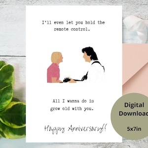 Grappige verjaardagskaart 5 x 7 inch afdrukbare kaart blanco binnenin, digitale print voor significante andere, bruiloft zanger kaart voor man vrouw cadeau