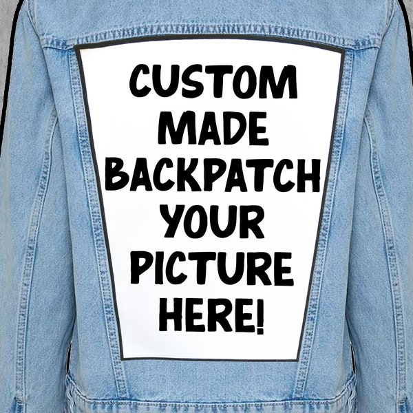 Hoge kwaliteit op maat bedrukte grote ijzeren of naai de rugpatch, op bestelling gemaakte backpatch voor jassen, jassen, vesten gemaakt met uw afbeelding/ontwerp!