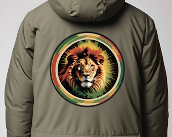 Vintage Style Roots Reggae Conquering Lion of Judah Large Iron On/Sew On Back Patch for Jackets & Coats, Reggae Patch, Lion Patch, Dub Patch
