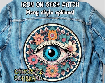 Grand fer à repasser Boho psychédélique floral mandala sur veste/manteau dos, patch hippie, patchs hippies, patch mandala, patch bohème,