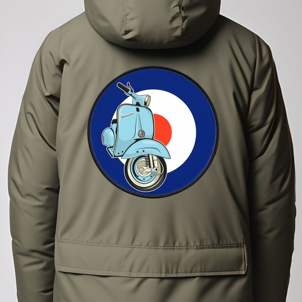 Large Mod Target Vespa Patch, Iron On or Sew On Backpatch For Coats & Jackets, 1960's Scooter Club, Mod Style, Lambretta, Large Patches,