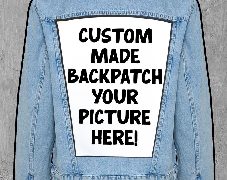 High Quality Custom Printed LARGE Iron or Sew On Back Patch, Made To Order Backpatch for Jackets, Coats, Vests Made With Your Image/Design image 1