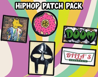 Hip Hop Iron/Sew On Patch Pack MF DOOM J Dilla Donuts Quasimoto x Biggie Smalls Underground