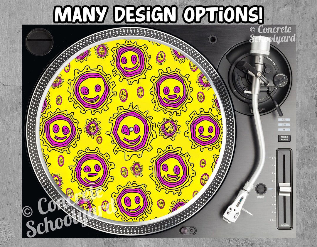 Trippy Acid Smiley Face Print Felt Slipmat for Record Players Etsy