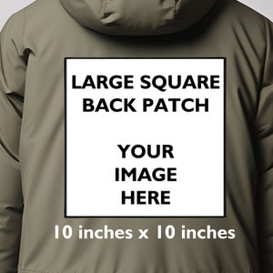 Large 10 Inch Square Iron On/Sew On Patch Made with Your Image/Design, Custom Made To Order Jacket Backpatch, Personalised Back Patch