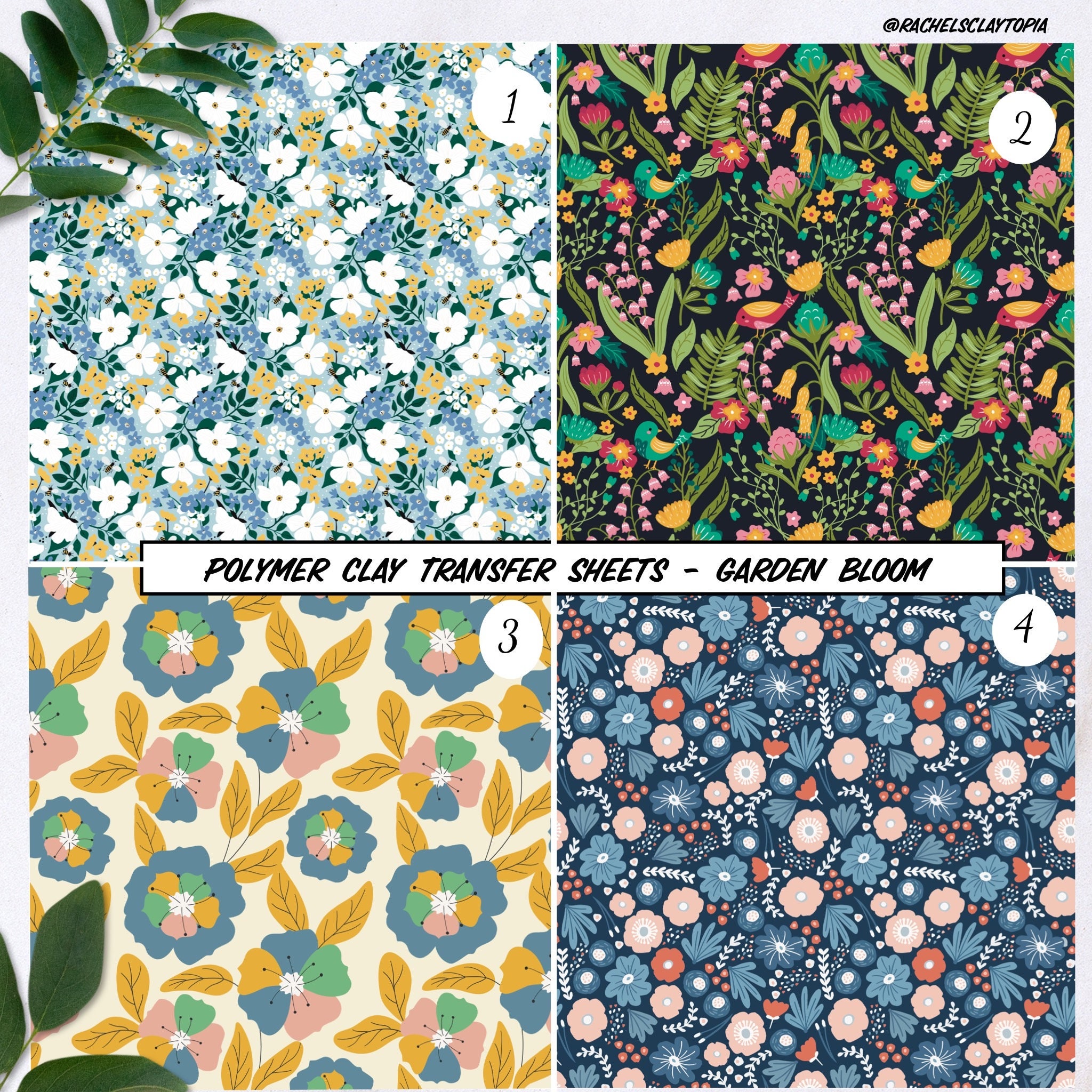 Puocaon Floral Water For Clay Jewelry Puocaon Polymer Clay - 20 Sheets ...