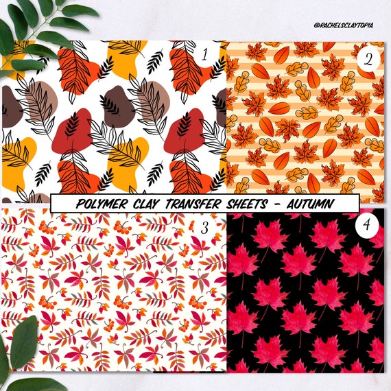 Autumn Design Polymer Clay Transfer Sheets, Waterless Application, Image  Transfer Paper 