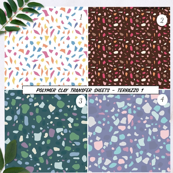 Buy Terrazzo Polymer Clay Transfer Sheets, A6 Modern Print, Easy No Wait,  No Water Application, Image Transfer Paper Online in India 