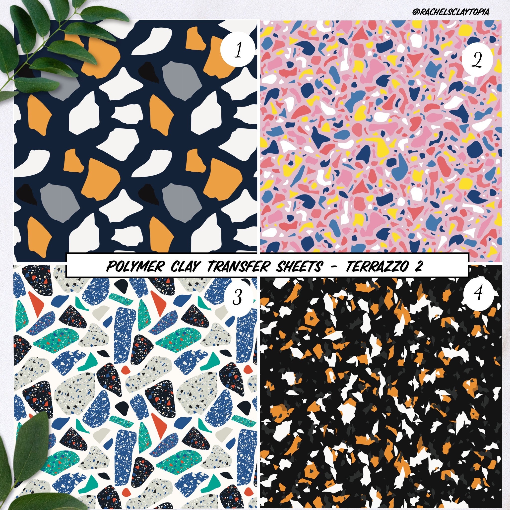 Terrazzo Polymer Clay Transfer Sheets, A6 Modern Print, Easy No Wait, No  Water Application, Image Transfer Paper 