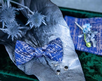 Achelous Bow Tie & Pocket Square | Untied Bow Tie | Men's Bowtie | Wedding Grooms Bow Tie |Gift for Dad | Groomsmen Gift