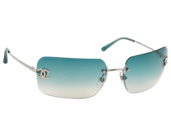 CHANEL Sunglasses Vintage Rare Silver Pink Oval Rectangular -  UK