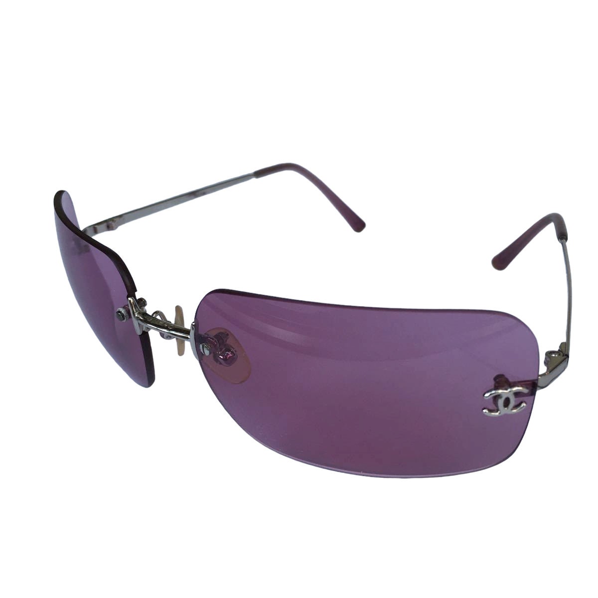 CHANEL Silver Plastic Frame Sunglasses for Women