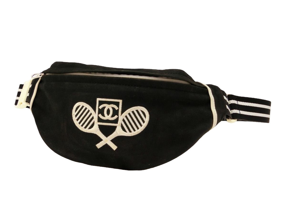 CHANEL CC Sports Line Tennis Racket Black Storage Bag Authentic 41771