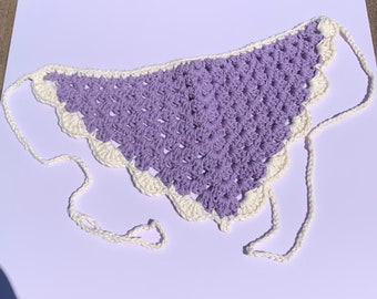 Crochet Bandana | Hair Bandana | Headband | Hair Accessories | Accessories | 100% Cotton | Purple Bandana