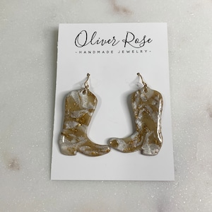 Polymer Clay Ohrringe | Cowboystiefel | Cowboy Stiefel Ohrringe | Gold Ohrringe