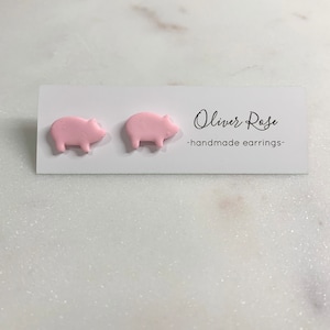 Pig Earrings | Polymer Clay Earrings | Pig Clay Earrings | Pink Earrings | Stud Earrings