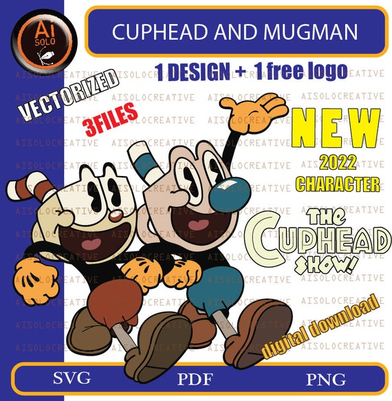 the cuphead show, video game, new 2022 character, colored,  clipart,svg,png,pdf files, vectorized