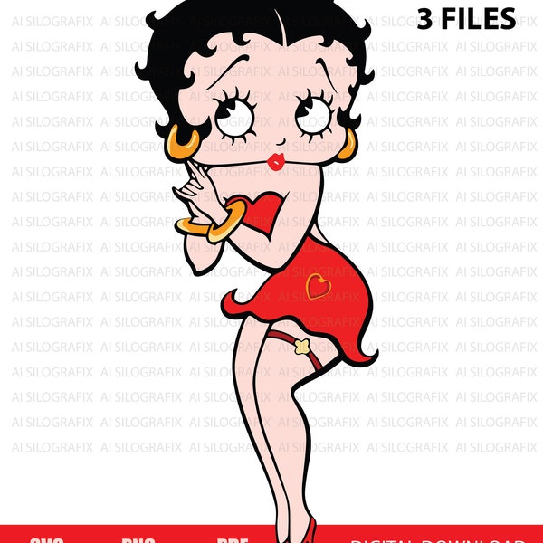 Boop Oop a Doop Betty Boop,  ready for cricut, clip art, svg, png, pdf files, vector, cartoon