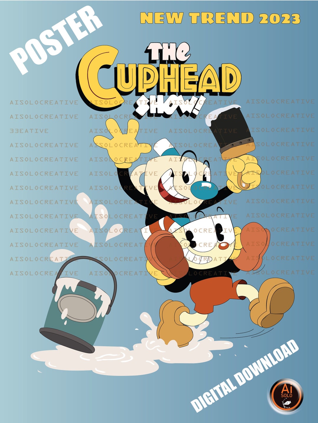 Men's The Cuphead Show! Mugman Sketches Graphic Tee Athletic