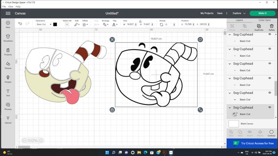 Cuphead Clipart Main Character in Cupheadshow (Instant Download