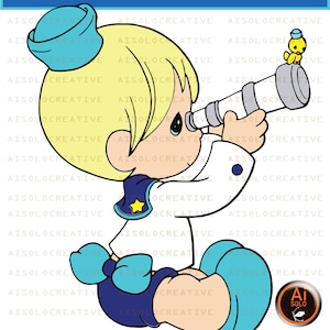 Personaje de niño marinero en Precious M/cricut ready, vectorizado/archivos pdf,png,svg