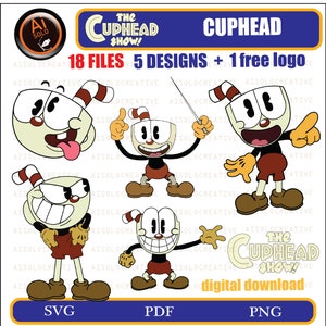 cuphead, clipart, main character in cupheadshow, svg, png,pdf file, vector, digital download