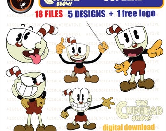 the cuphead show, video game, new 2022 character, colored,  clipart,svg,png,pdf files, vectorized