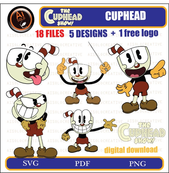 Cuphead Clipart Main Character in Cupheadshow (Instant Download) 