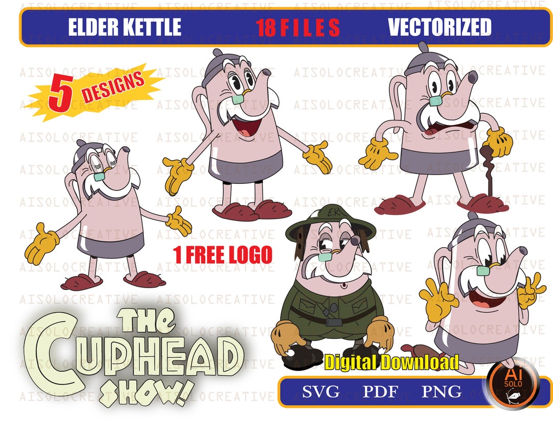 ELDER KETTLE ON Cuphead Show Etsy
