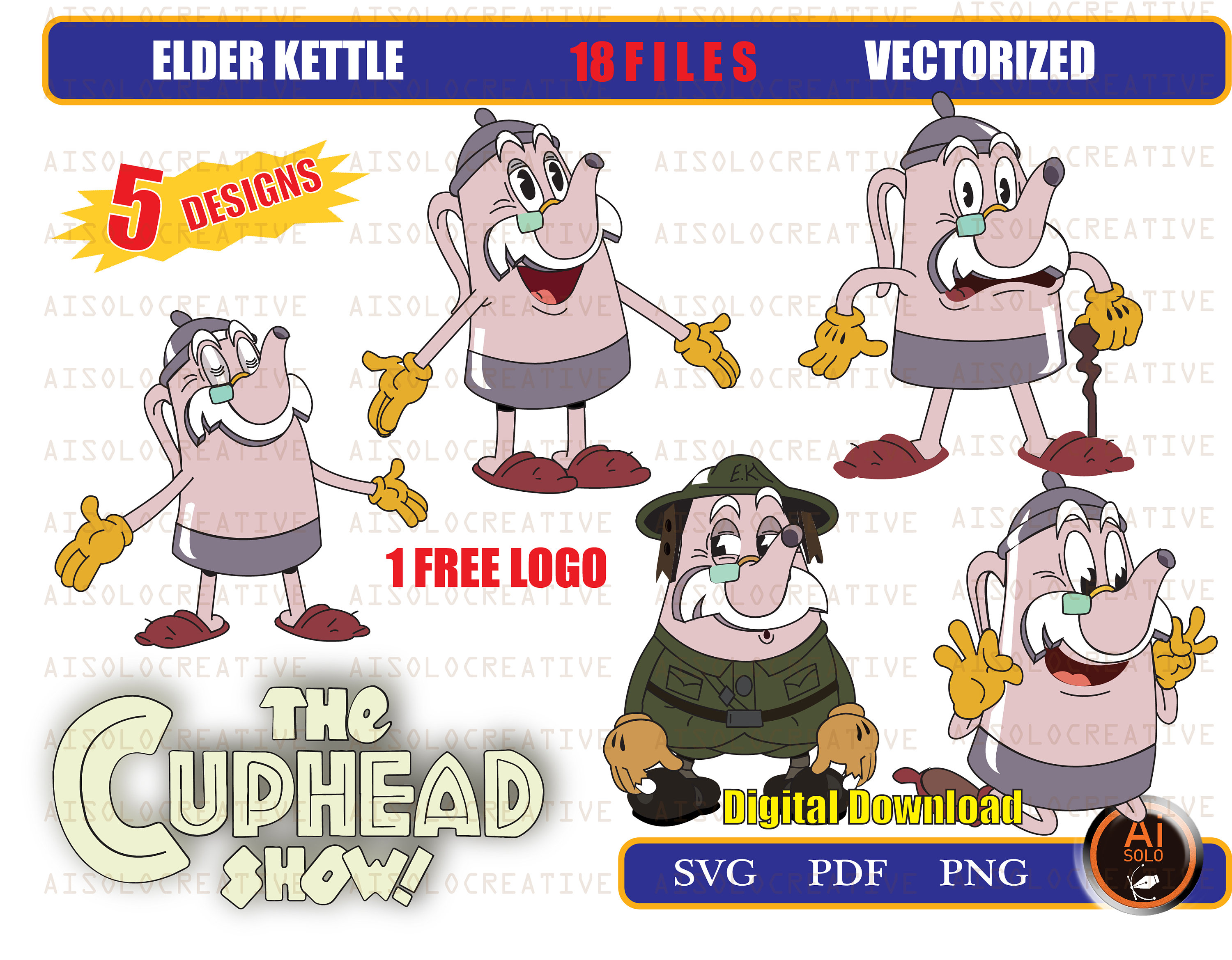 The Cuphead Show Ms Chalice Clipart Svg Pdf (Instant Download) 