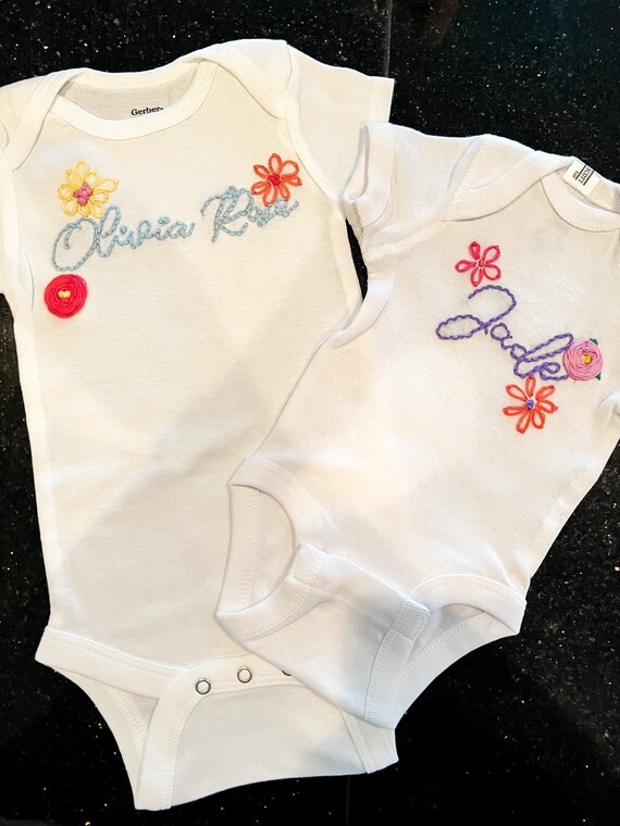 Personalized Name Embroidered Onesie Etsy