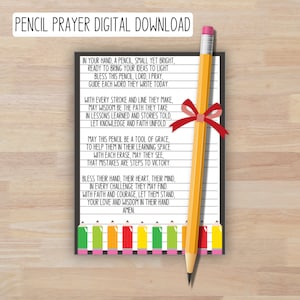 Bleistift Gebetskarte, Schulanfang Geschenk, Sonntagsschule druckbar, Segen Karte, Schulanfang Segen, Schulanfang Tags